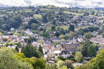 Obraz premium View of Nailsworth from above, Cotswolds, Gloucestershire, England, United Kingdom