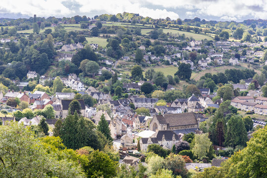 View of Nailsworth from above, Cotswolds, Gloucestershire, England, United Kingdom