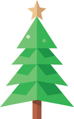 Obraz premium Minimalist Christmas tree made from recycled paper and green leaves vector