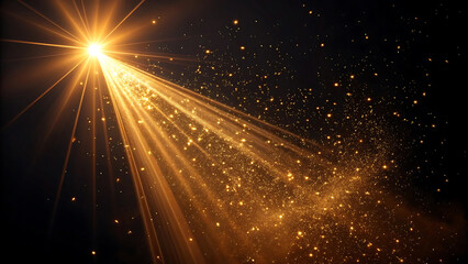 Obraz premium Bright golden spotlight illuminating a shower of sparks against a dark background
