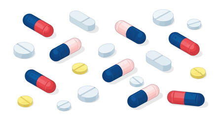 Assorted Pills and Capsules: Medical Treatment and Healthcare.