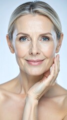 Mature woman, radiant smile, smooth skin