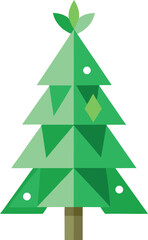 Fototapeta premium Minimalist Christmas tree made from recycled paper and green leaves vector