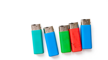 A bunch of lighters isolated on white background