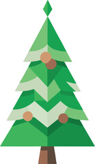 Obraz premium Minimalist Christmas tree made from recycled paper and green leaves vector