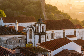 Medieval Town of Obidos in Portugal with Castle Walls and Scenic Sunrise View