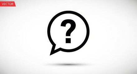 A black question mark inside a speech bubble on a white background asking for assistance or information