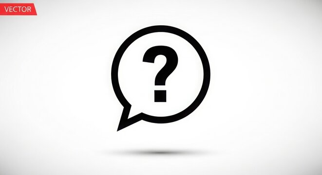 A black question mark inside a speech bubble on a white background asking for assistance or information