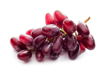 Bunch ripe red grapes isolated