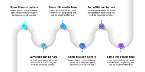 Infographic template. Zigzag line with 6 steps