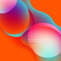 Abstract fluid shapes blend vibrant colors. Orange dominates, accented by pinks, blues, turquoise. Modern design evokes energy, movement.