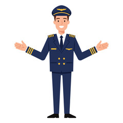 Flat design vector illustration male pilot