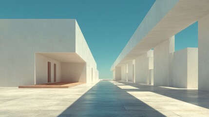 A minimalist concrete patio design features clean lines and open space in a modern outdoor setting on a clear day revealing architectural beauty and simplicity.