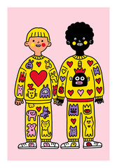 Colorful Cartoon Characters with Playful Outfits and Charming Accessories