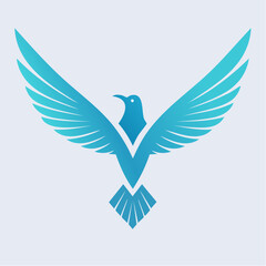 Fototapeta premium A Serene Blue Emblem Depicting a Soaring Bird, Symbolizing Freedom and Elevation