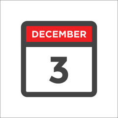 Fototapeta premium December 3 calendar icon with day of month Dec Third