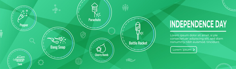 Fireworks and Independence Day Icon Set Web Header Banner