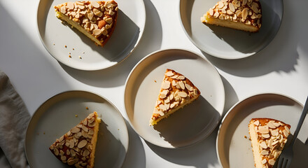 Sunlight Drenched Almond Cake Slices A Deliciously Simple Dessert Recipe