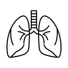 Icono negro de pulmones en fondo blanco