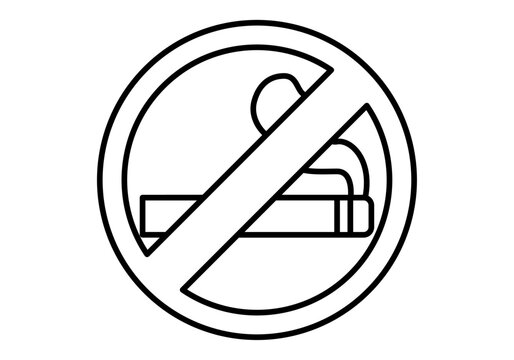 Icono negro de prohibido fumar en fondo blanco