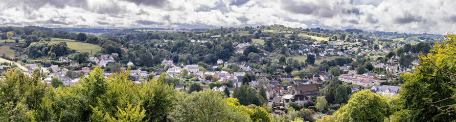 Panoramic view of Nailsworth from above, Cotswolds, Gloucestershire, England, United Kingdom