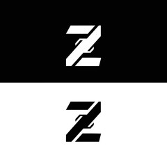 Modern Minimalist Z Letter Logo Design Black and White Vector Icon