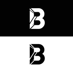 Abstract Logo Design Featuring the Letter 'B' in Contrasting Black and White Styles