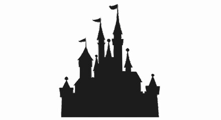 Obraz premium Castle Silhouette with multiple towers and spires stock illustration