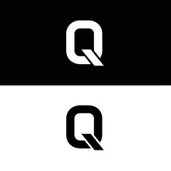 Creative abstract initial Q letter logo symbol set. Clean and simple vector graphic identity element for company branding on black and white