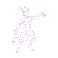 Line art illustration of a devil.