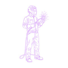 Line art illustration of a welder.