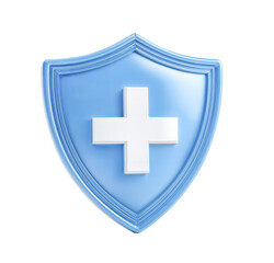 Obraz premium Medical shield icon with cross design, isolated on white background