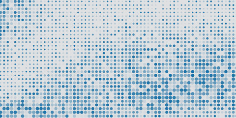 Vector abstract blue background frame of geometric shapes. Circular ornament. Pattern of dots, particles, molecules, fragments. Poster for technology, medicine, presentations, business.