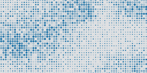 Vector abstract blue background frame of geometric shapes. Circular ornament. Pattern of dots, particles, molecules, fragments. Poster for technology, medicine, presentations, business.