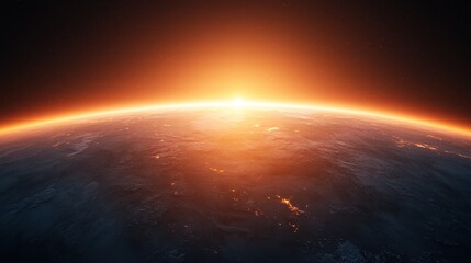 Obraz premium Sunrise Over Earth with Glowing Horizon and Dark Sky