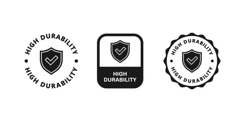 high durability sticker or label. high durability label vector isolated. Best high durability label for product, websites, packaging design element and more.
