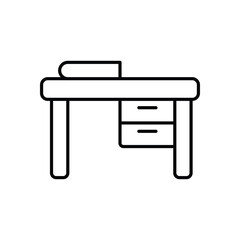 Study Desk Black Thin Line vector Icon
