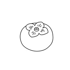 Black and white outline persimmon illustration for seasonal use