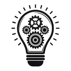 Light bulb with gears inside symbolizing innovation and ideas