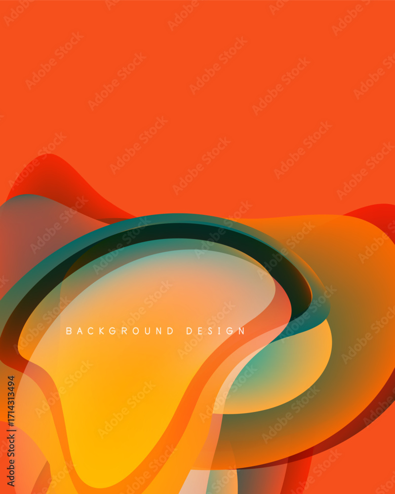 Poster abstract orange design features flowing shapes, gradients. modern background with smooth curves, vib