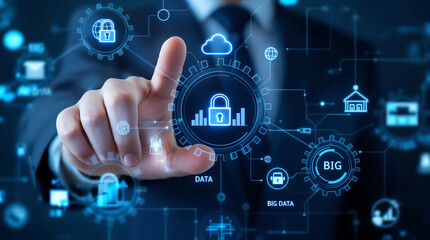 Cyber security data protection and privacy concept to protect digital information online network 100 char