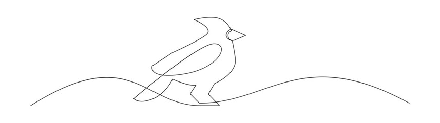 Single Line Art of a Cardinal Perched on a Branch
