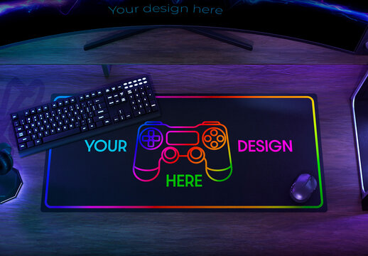 Gaming Room Desk Mat Mockup
