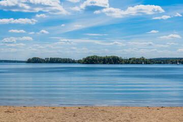 Sandy beach at Lake Scharm&uuml;tzelsee in Bad Saarow, Germany