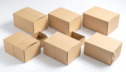 Fototapeta premium Cardboard boxes arranged on a white background