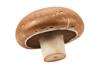 Isolated portobello mushroom, culinary ingredient with earth tones and visible gills © Sophie