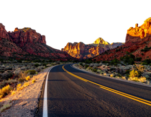 Golden Hour Desert Highway – Side Panoramic View