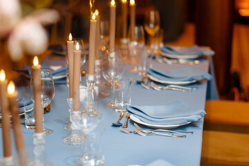 festive table with candles