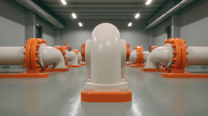 Industrial Pipework: A symmetrical array of industrial pipework creates a mesmerizing display of precision and design, highlighting the strength and functionality of modern engineering. 