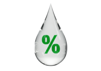Isolated drop with green percentage sign inside for finance, interest, economy, discount